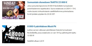Esimerkkejä Nordicbetin takuuturnauksista